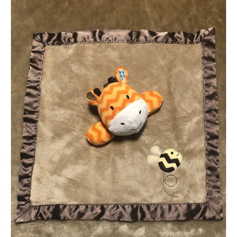 Circo Lovey Security Blanket Orange striped giraffe Bee Satin Edge